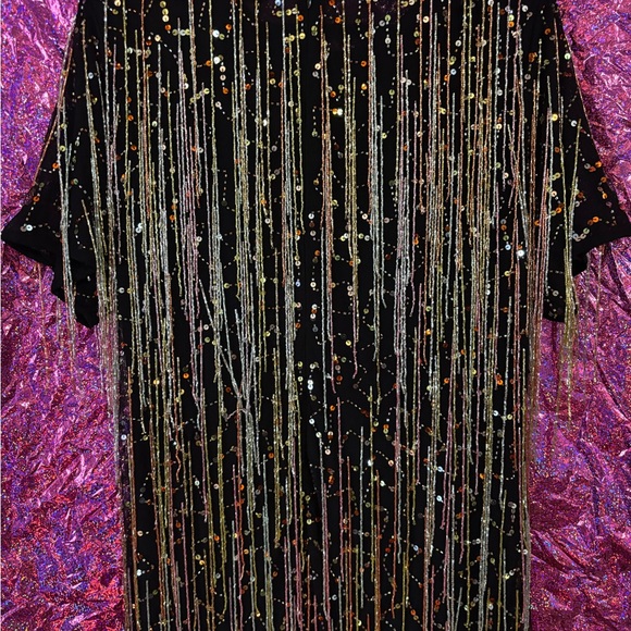 NastyGal Tassel Beaded Mini Shift Dress In Black - Picture 8 of 16